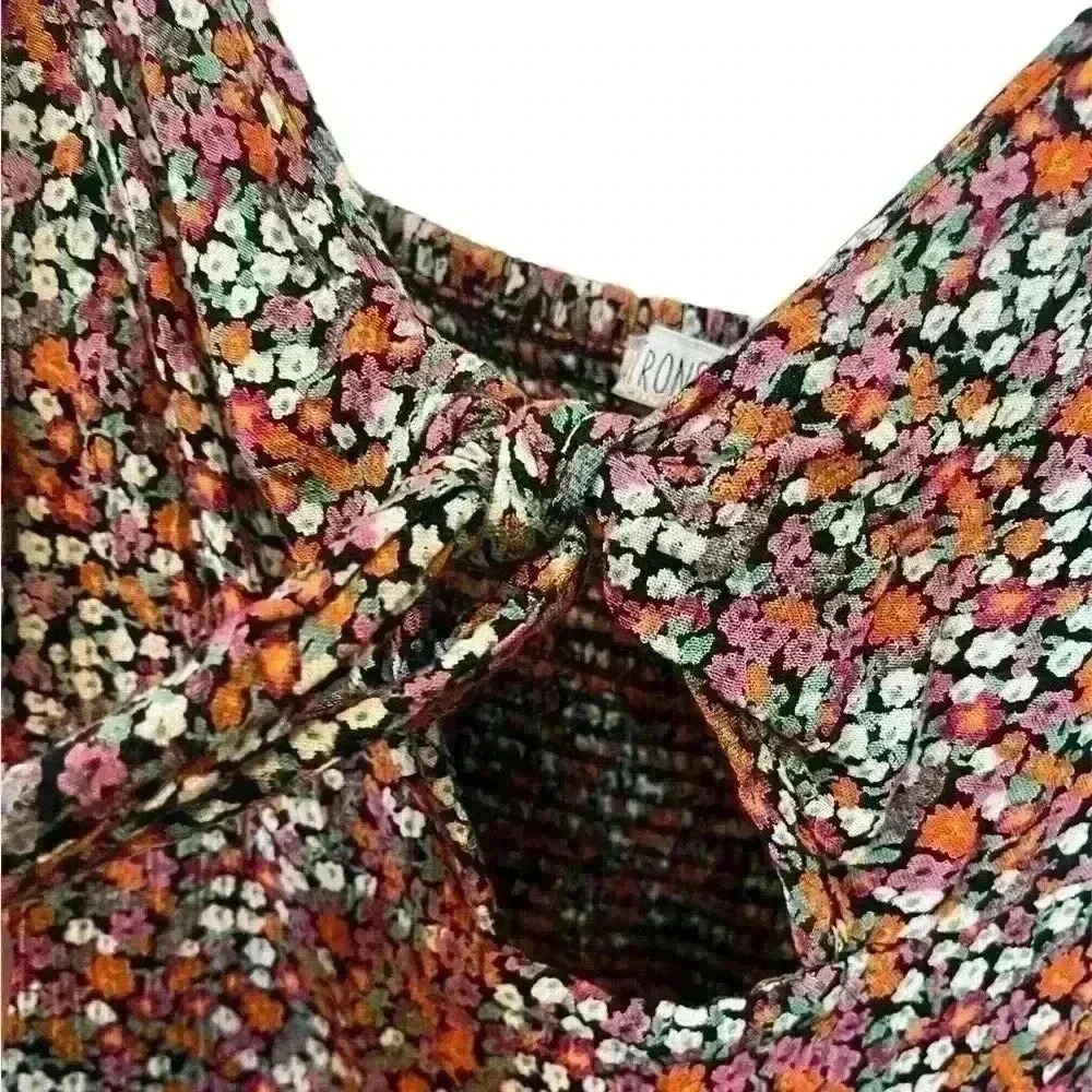 Patrons of Peace Floral Tie Front Peplum Crop Tank Top, EUC, Size S - Picture 3 of 7